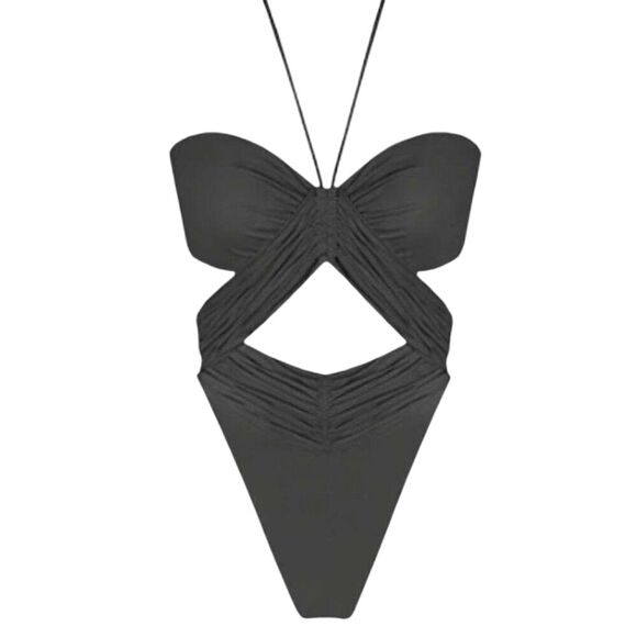 ReeBees Monokini One Piece Medium Black Halter NWOT - Picture 7 of 9